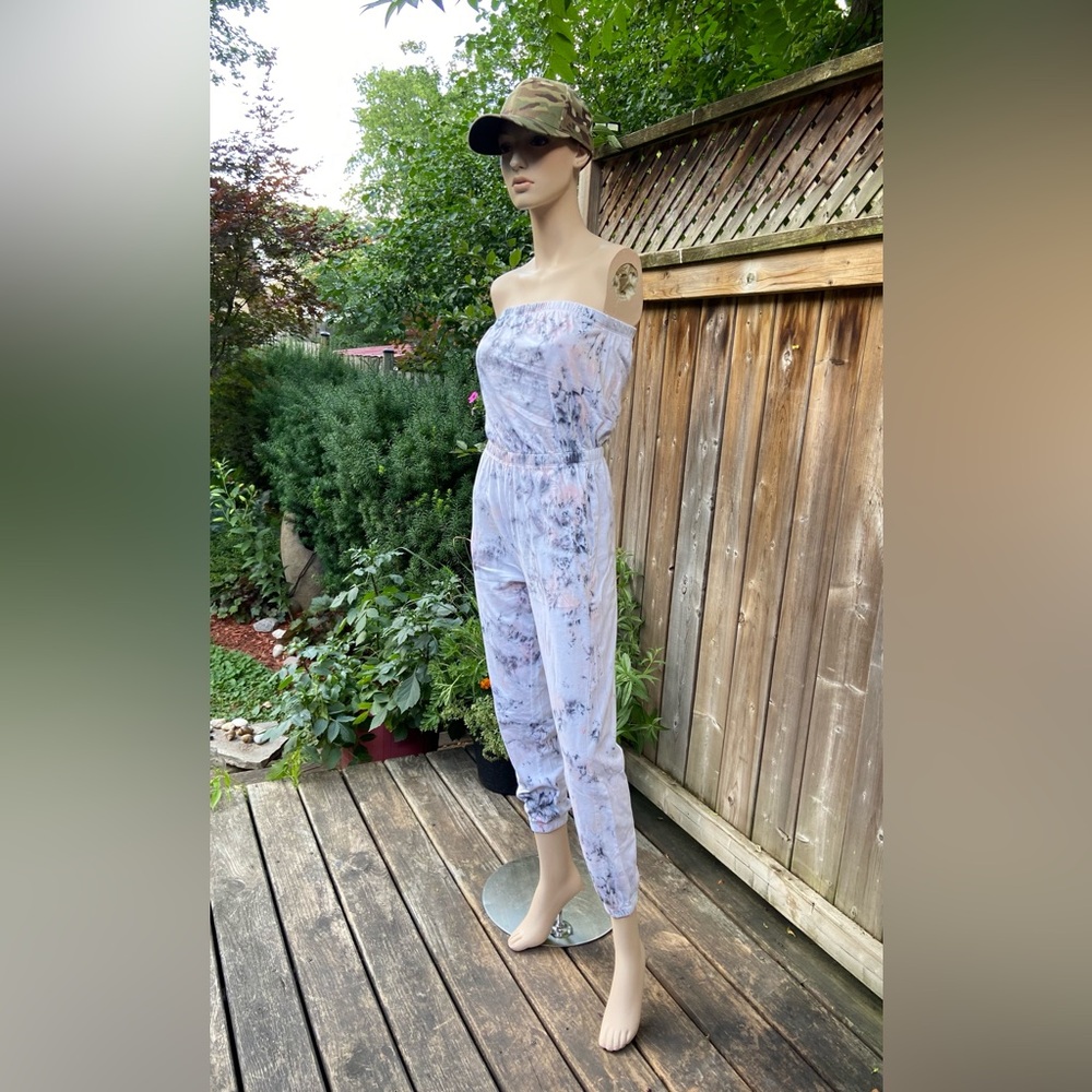 Hand Dyed Splatter Effect Tube Top Jumpsuit